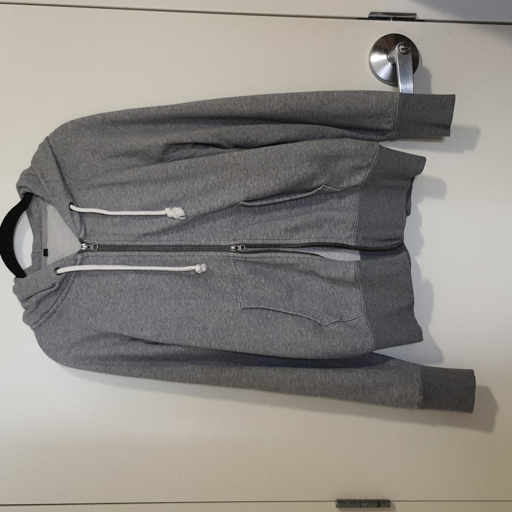 MUJI Gray Full-Zip Hoodie with a two-way zipper (size: L)